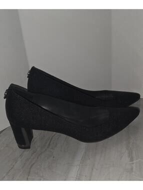 Stuart Weitzman Black Sparkled Textured Leather Heels sz 8